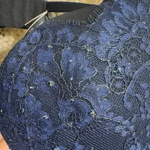 Victorias Secret Very Sexy Pushup Navy Blue Black Lace Rhinestone Bra 38DD thumbnail 4