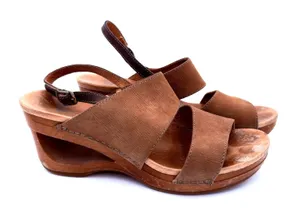 Dansko Women's Leather Tamia Brown Wooden Wedge Heels Size 39 / 9 thumbnail 1