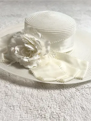 American Vintage Vintage Ivory White Wide Brim Floral Fascinator Derby Hat Wedding Church Bride thumbnail 3