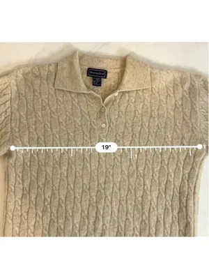 Charter Club Cable Knit Polo Sweater Beige Size M thumbnail 4