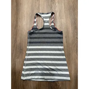 Lululemon Cool Racerback Marshmallow Stripe Heathered Sand Dune Black Size 4‎ thumbnail 2