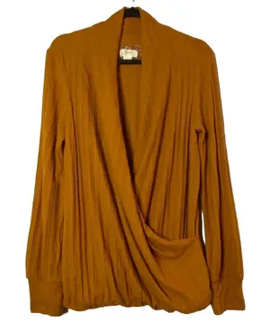 Anthropologie Maeve Rafela Surplice‎ Wrap Sweater Orange V-Neck Women's Size M thumbnail 1