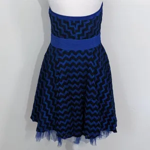 Minuet Blue Black Formal Mini Dress NWT Size Medium Blue Strapless Prom Dress thumbnail 5