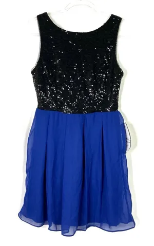 B.Darlin Junior's Black and Blue Sequin Party Dress Homecoming NWT Size M thumbnail 1