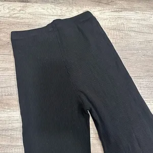 Reformation Mirabel Ribbed Hi Rise‎ Stretch Straight Leg Lounge Black Pants XS thumbnail 10