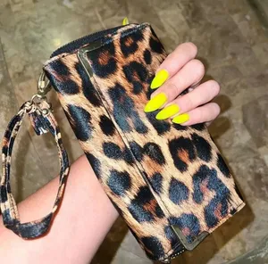 Leopard print multi pouch wallet card holder for your money going out clutch thumbnail 1