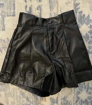 ASOS Black Leather Crocodile Pleated Shorts thumbnail 1
