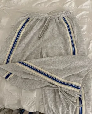 Flowy Blue and Grey Stripped Set Gray thumbnail 1