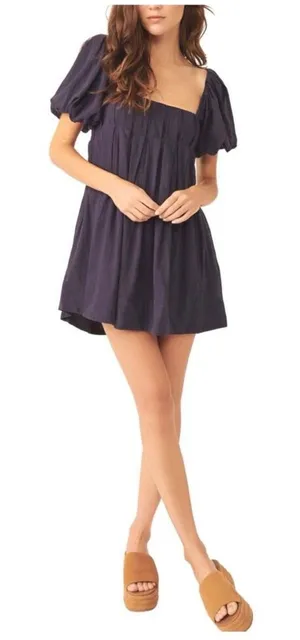 Free People Endless Summer Marina Tie Back Cotton Babydoll Dress Black Size XS thumbnail 1