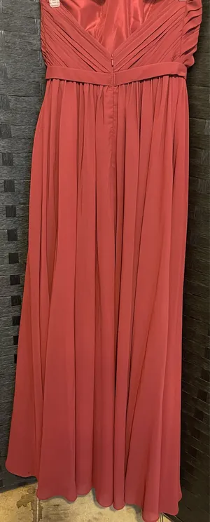 Kleinfeld sangria red Dress Halter Pleated Long Formal Read Preowned Size 6 thumbnail 2