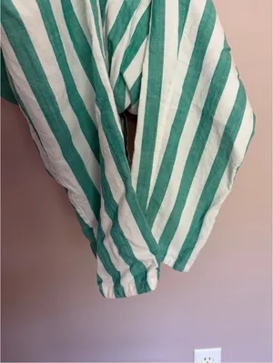 Marine Layer Eloise Belted Jumpsuit Green Stripes thumbnail 4