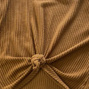 Mudd Waffle Knit Long Sleeve Knotted Front Cozy Chestnut Brown Top Size XL thumbnail 9