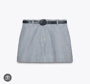Zara Belted Navy Striped Mini Skort thumbnail 3