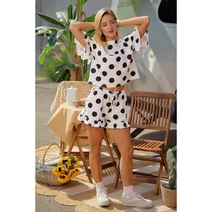 BiBi Polka Dots Printed Ruffled Detail Top And Shorts Set - Large thumbnail 5