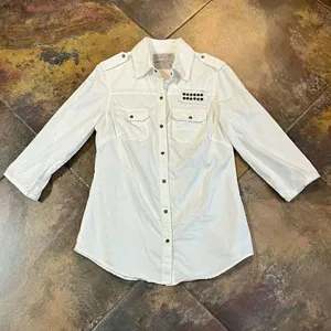 Seven For All Mankind Snap Button Up White Blouse Small thumbnail 6