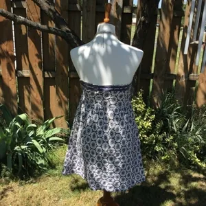 Strapless Blue Embroidered Floral Eyelet Cottage‎ Sun Dress thumbnail 4