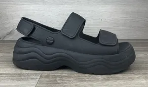 Crocs Skyline Platform Sandals Womens 9W Black Square Toe 360 Degree Comfort thumbnail 1