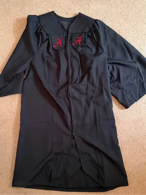 University of Alabama Black Graduation Gown with Red 'A' Embroidery thumbnail 1