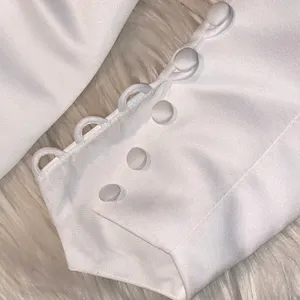 White Bridal Wrist Cuffs with Rose Trim thumbnail 6