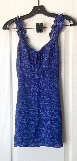 Reformation Dress Hilton Mini Floral Ruffle Wedding Summer‎ Hyacinth 2 GUC thumbnail 1