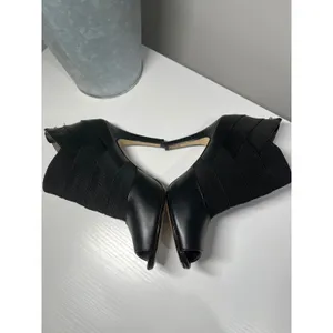 Adrienne Vittadini Black Leather Peep Toe Stiletto Booties Heels Size‎ 6M thumbnail 6