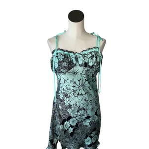 NWT Free People Retro Daisy Asymmetric Slipdress Large, BLACK COMBO thumbnail 13