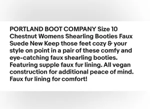 Pacific&Co PORTLAND BOOT COMPANY Size 10 Chestnut Womens Shearling Booties Faux Suede New thumbnail 14