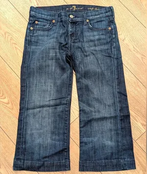 👖 7 For All Mankind Women's 26 Crop Dojo‎ Dark Jeans Designer Denim Made In USA thumbnail 1
