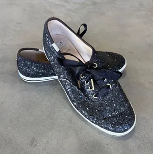 Keds x Kate Spade New York Black Glitter Champion Sneakers WF52882 Womens 6.5 thumbnail 1