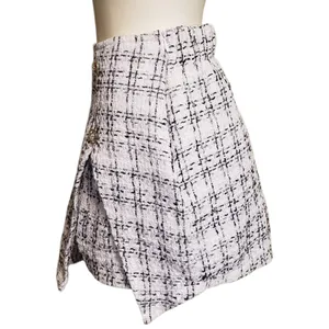 Black and white tweed plaid mini skirt with built in shorts approximate size XL thumbnail 3
