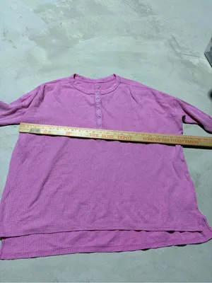Aerie offline Pink Waffle Henley Long-Sleeve Shirt medium thumbnail 3
