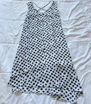 NWT Womens Size Small White Blue Polka Dot Tank Maxi Dress‎ Summer Beach Classic thumbnail 1