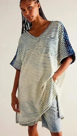 Free People We The Free True Blue Tee Med thumbnail 1