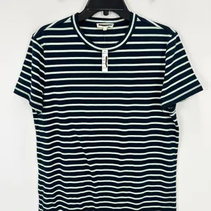 Madewell Mini Tee Dress Dark Navy Crewneck Striped Cotton Relaxed Large NWT thumbnail 8