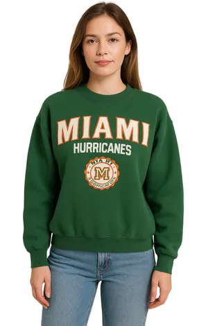 Miami Hurricanes 90s Crable Sportswear Crewneck Sweatshirt XL Green Y2K thumbnail 1
