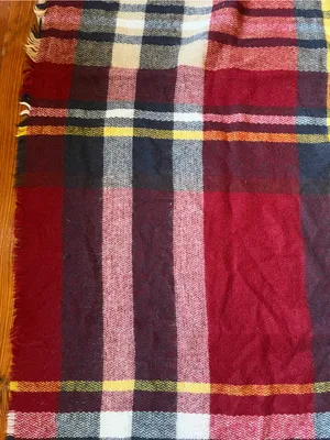 Garage Plaid Blanket Scarf in Red, Navy & White thumbnail 4