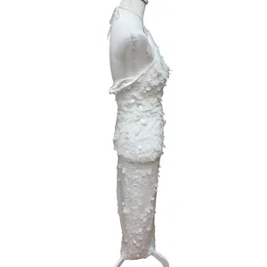 The New Arrivals White Sequin Embellished Halter Maxi Dress Bridal Size 36 thumbnail 6