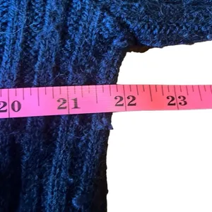 Roberto Collina Large Navy Rib Knit‎ Zip Up Sweater Removable Fur Collar Grandma thumbnail 9
