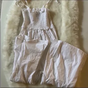 ASOS White Smocked Jumpsuit thumbnail 8