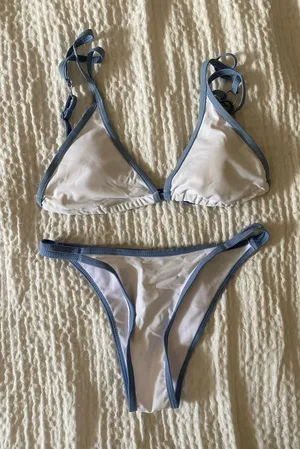 White and blue bikini thumbnail 1