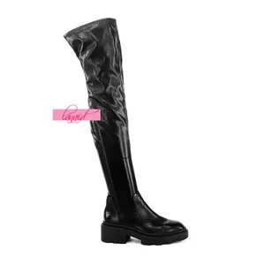 Ash Manny Over-The-Knee Biker Boots Black Thigh-High Leather Chunky Combat Edgy thumbnail 6