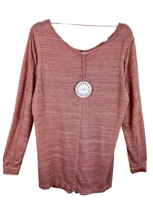 Umgee NWT Mauve Lightweight Long Sleeve Semi-Sheer Flowy Knit Blouse‎ Size M thumbnail 1