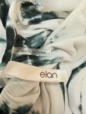 Elan Woman’s Boho White/Black Tie Dye Cold Shoulder Peek-A-Boo Blouse Top Size M thumbnail 3