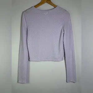 Aerie Lavender Women’s Textured Cropped Long Sleeve Top Coquette Balletcore Sz M thumbnail 3