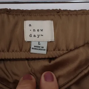 A New Day Tan Front Slit Midi Skirt High Waisted Brown L NEW thumbnail 4