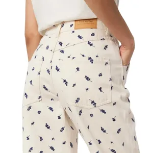 Frank‎ And Oak Linda Balloon Fit Jeans Womens 27 Cream Floral High Rise Tapered thumbnail 4