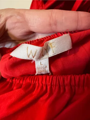 WAYF Red Open Back Bow Puff Sleeve Mini Dress Size‎ Large NWT thumbnail 6
