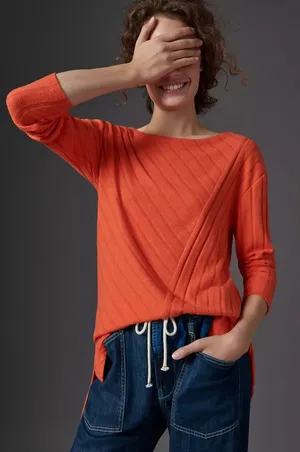 Anthropologie Maeve NWT Devine Classy Casual Asymmetrical Long Sleeve Tunic Top thumbnail 1