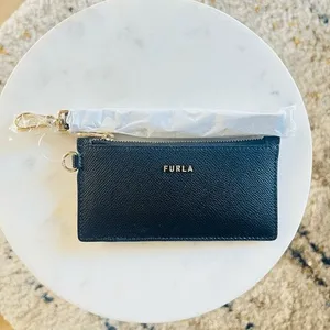 FURLA Classic Credit Card Case Leather Wallet Wristlet, Black, Wrist Strap, NWT‎ thumbnail 8