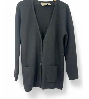 Vintage 70's Nordstrom | L | Mid Length 100% Wool Gold Button Cardigan Sweater thumbnail 1